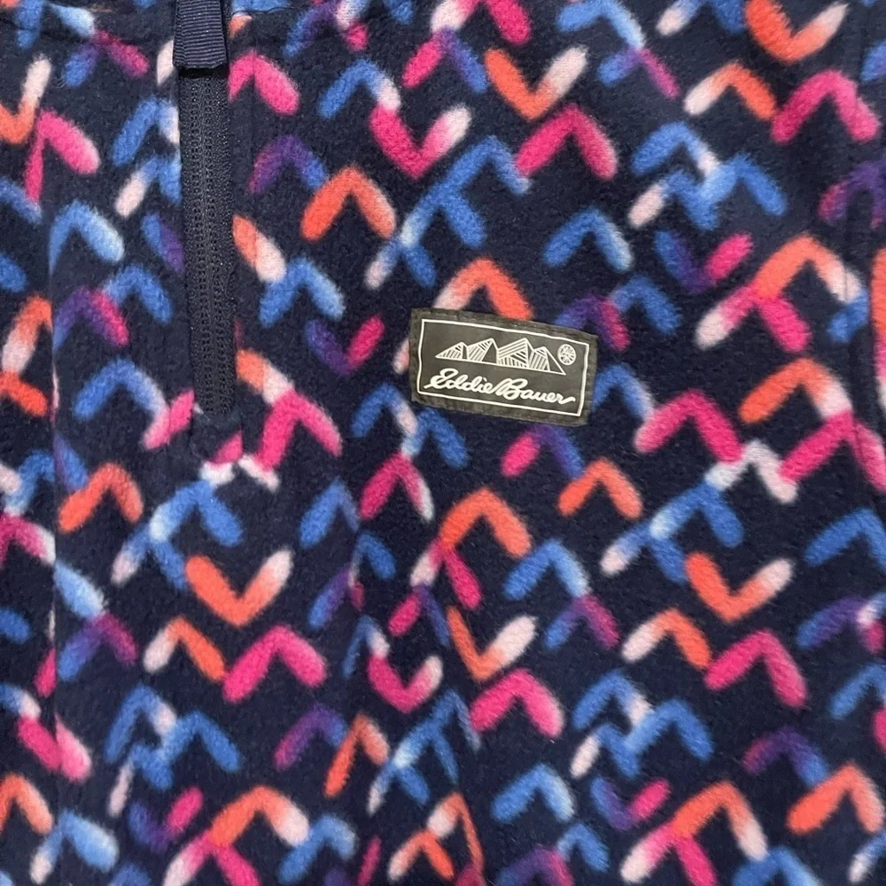 Girl’s Eddie Bauer multicolor fleece geometric print 1/4 Zip Pullover Lg 14/16
